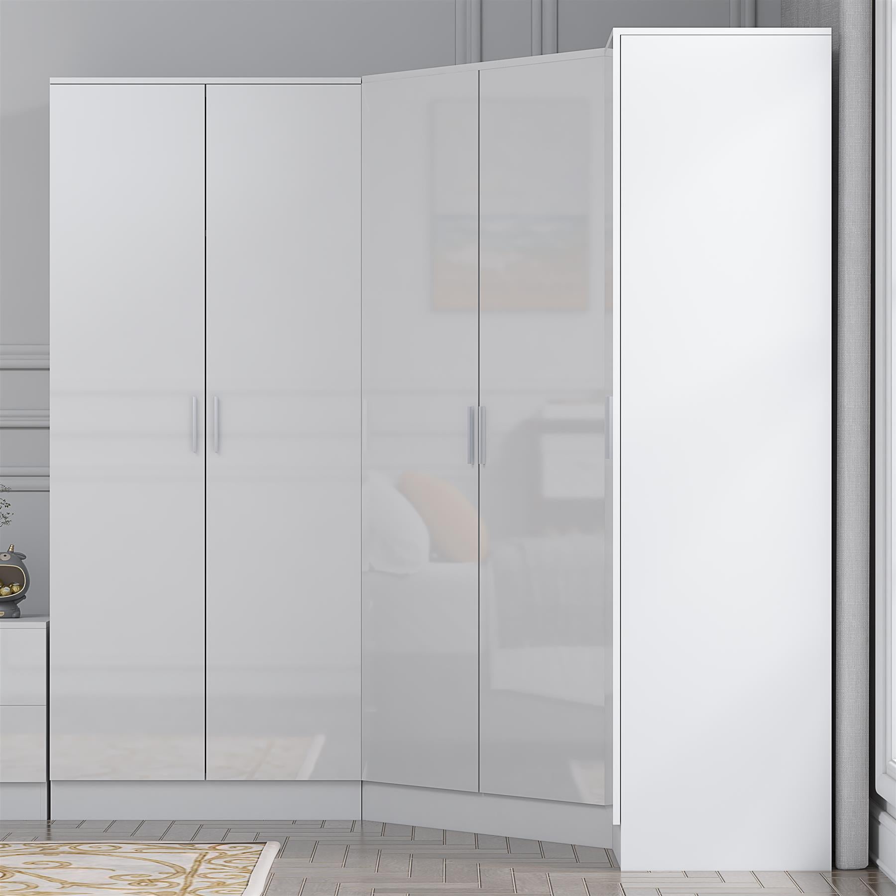 REFLECT Gloss 5 Door Wardrobe Bundle - 2 Door Corner + 2 Door + 1 Door Wardrobe