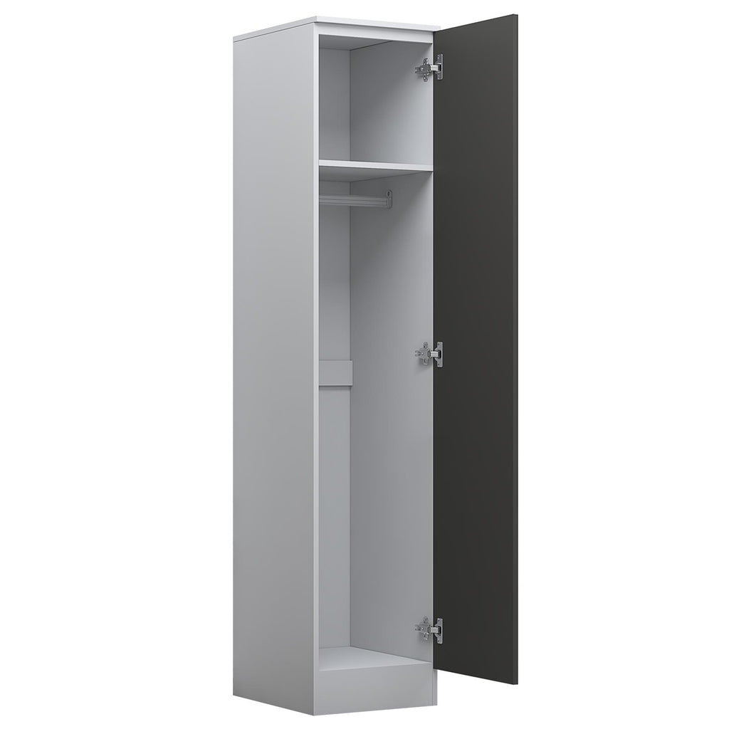 Reflect 3pc Wardrobe Bundle - 2 Door Corner + 2 Door Plain + 1 Door Plain - Grey Gloss & Matt White
