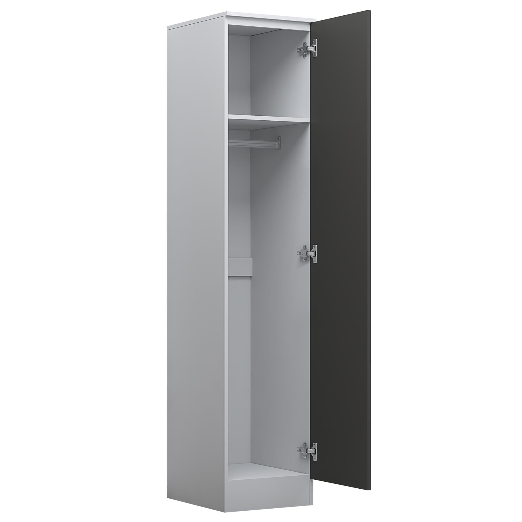 Reflect 3pc Wardrobe Bundle - 2 Door Corner + 2 Door Plain + 1 Door Plain - Grey Gloss & Matt White
