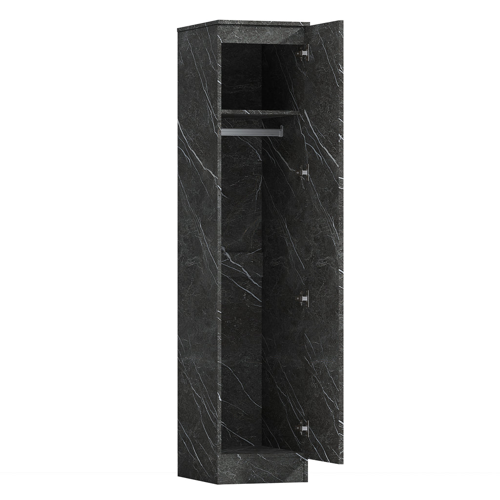 Zita - 1 Door Plain Wardrobe in Matt Charcoal Grey Marble Effect