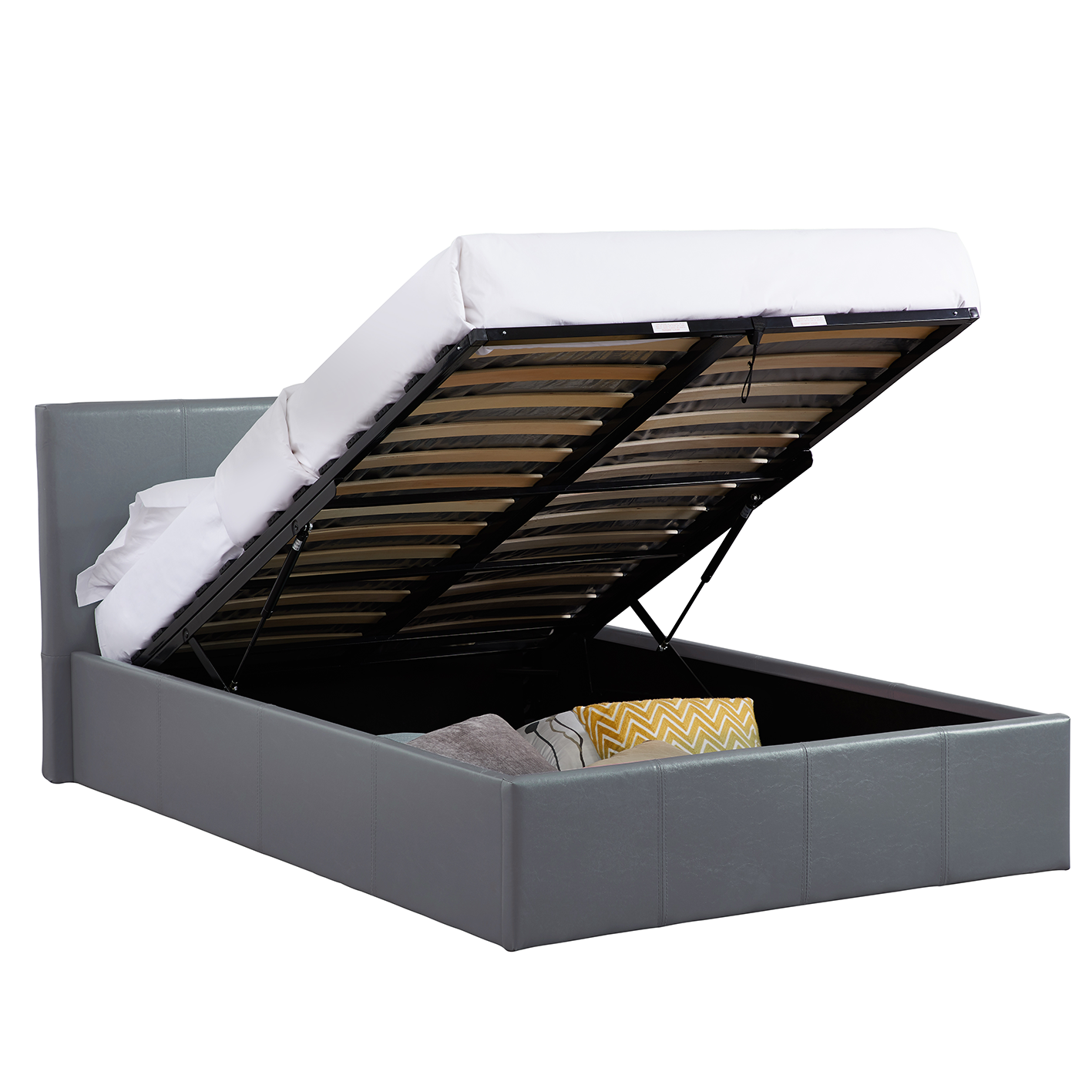 LUNA 3FT Single Faux Leather Ottoman Storage Bed-Mattress & Colour Options