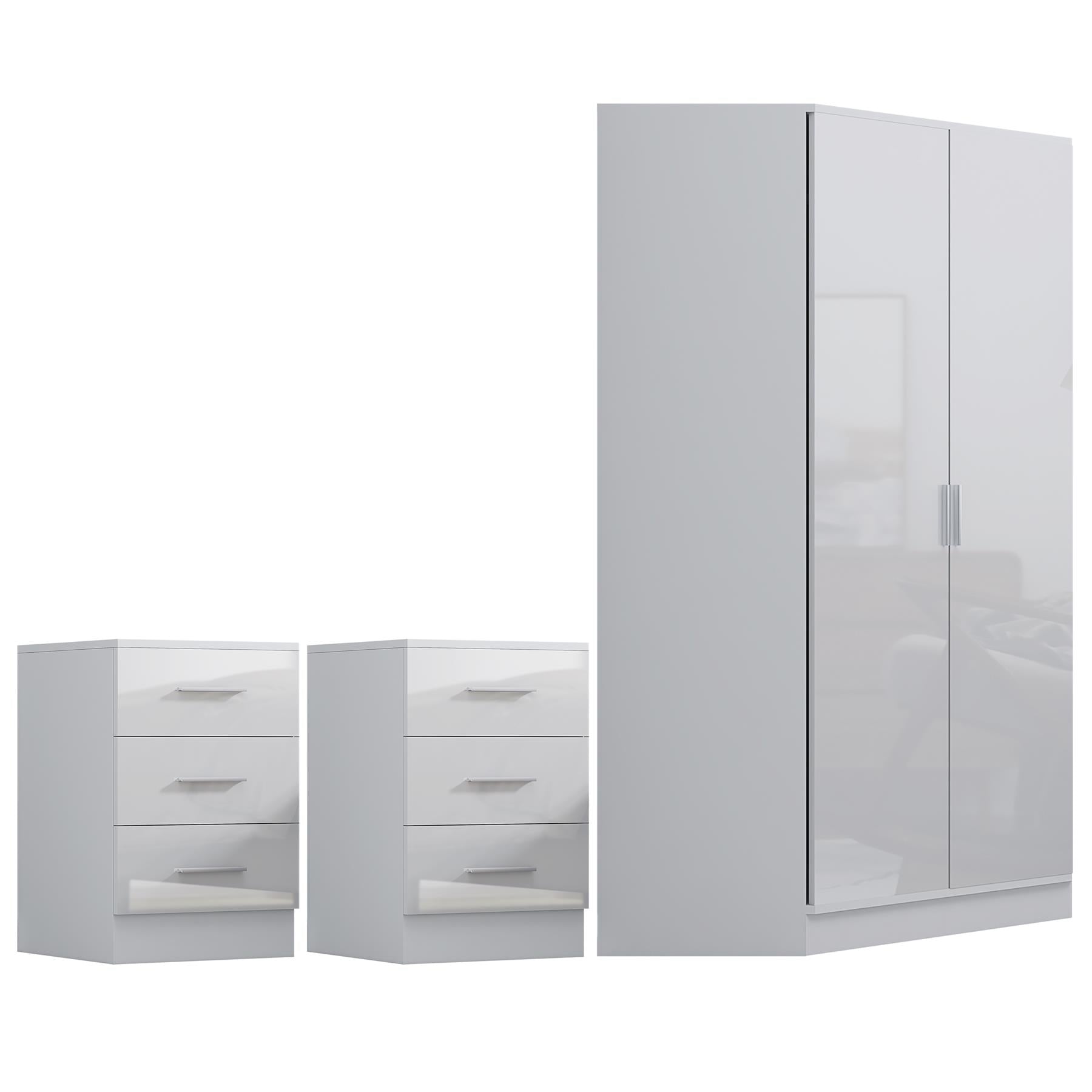 REFLECT 3pc Bedroom Set - 2 Door Corner + 2x Bedsides - 4 Colour Options