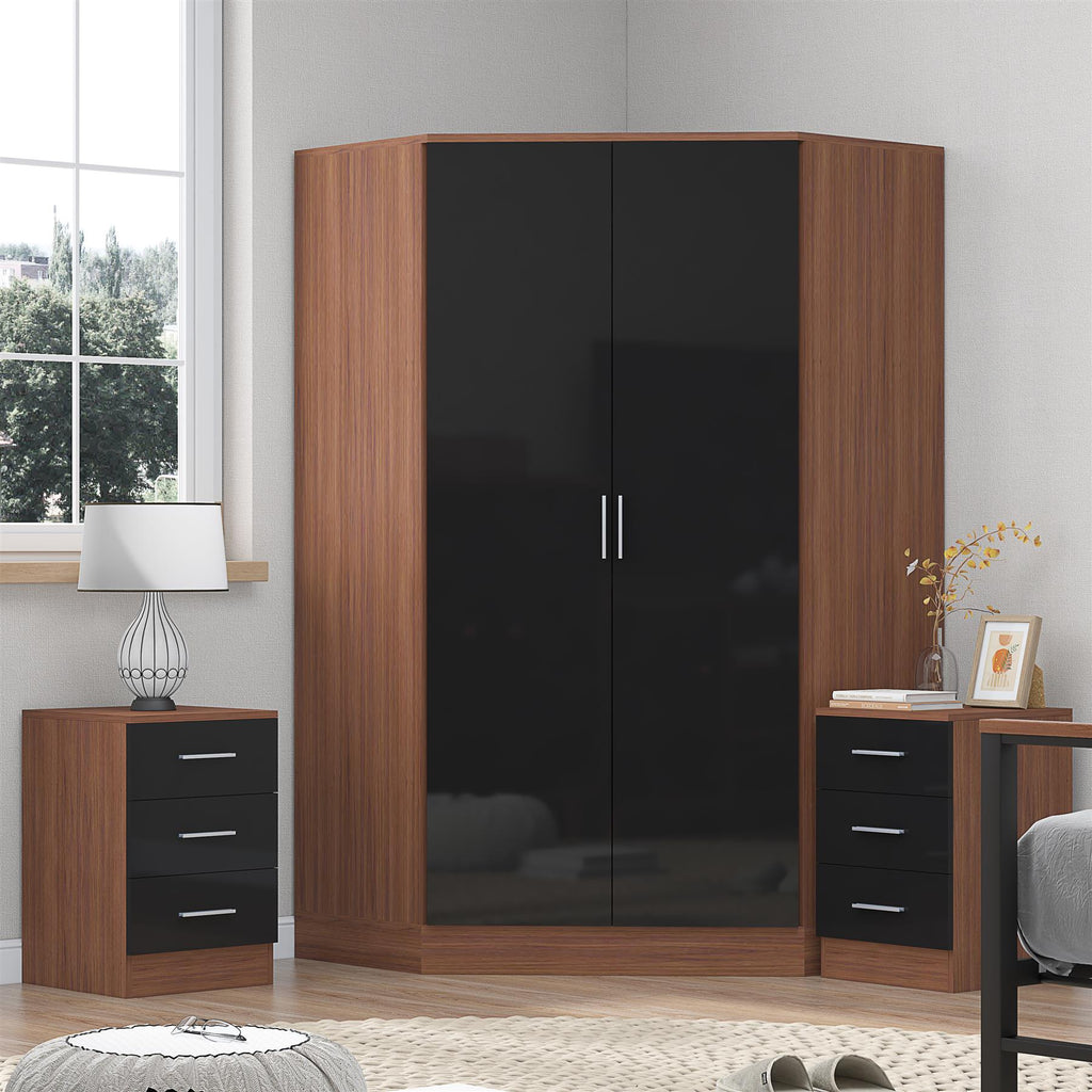 REFLECT 3pc Bedroom Set - 2 Door Corner + 2x Bedsides - 4 Colour Options