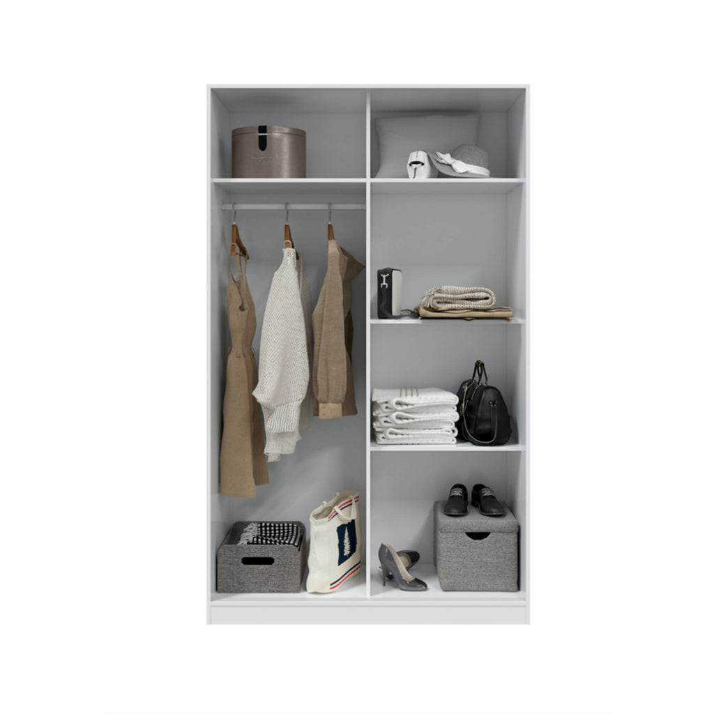TOP White 2 Door Large Modern Sliding Bedroom Wardrobe - H: 200cm x W: 120cm x D: 50cm.