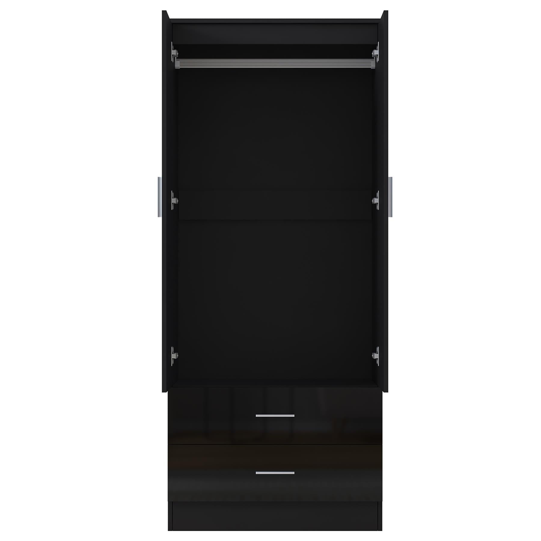 REFLECT Gloss Bedrooom 2 Door & 2 Drawer Combination Wardrobe - 4 Colour Options