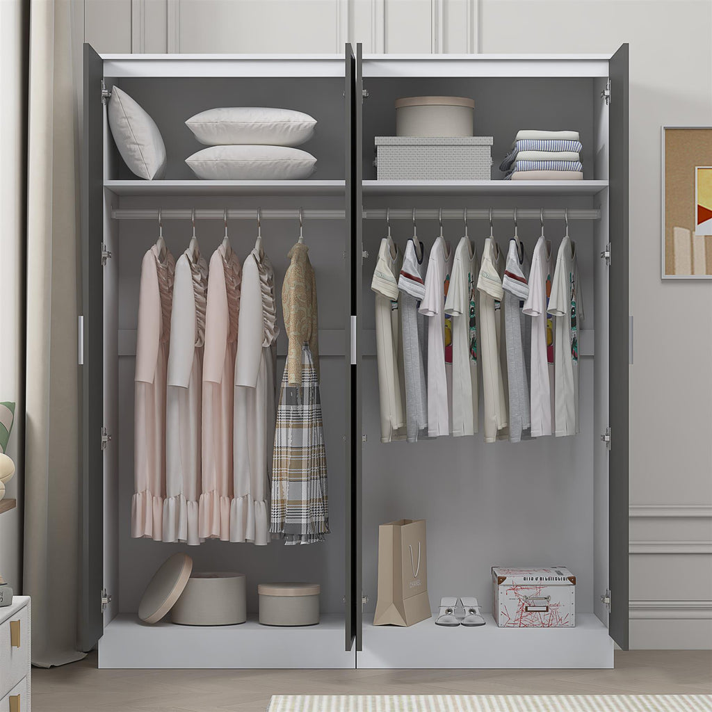 REFLECT Gloss 2pc Wardrobe Bundle - 2x 2 Door Plain Wardrobes - 4 Colour Options