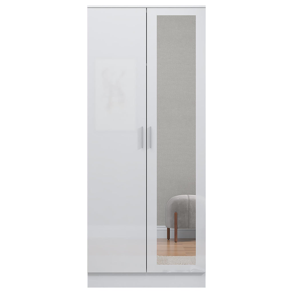 REFLECT Gloss Bedroom Furniture 2 Door Mirrored Wardrobe - 4 Colour Options