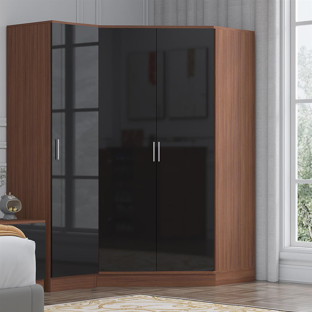 REFLECT Gloss 3 Door Corner Wardrobe Bundle Inc Corner + 1 Door Wardrobe Set