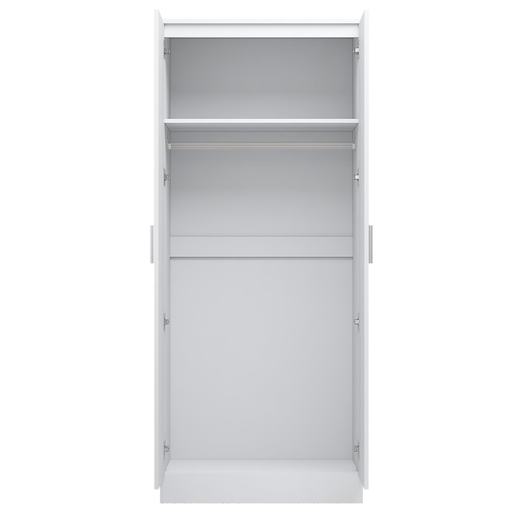 REFLECT Gloss Bedroom Furniture 2 Door Plain Wardrobe - 4 Colour Options