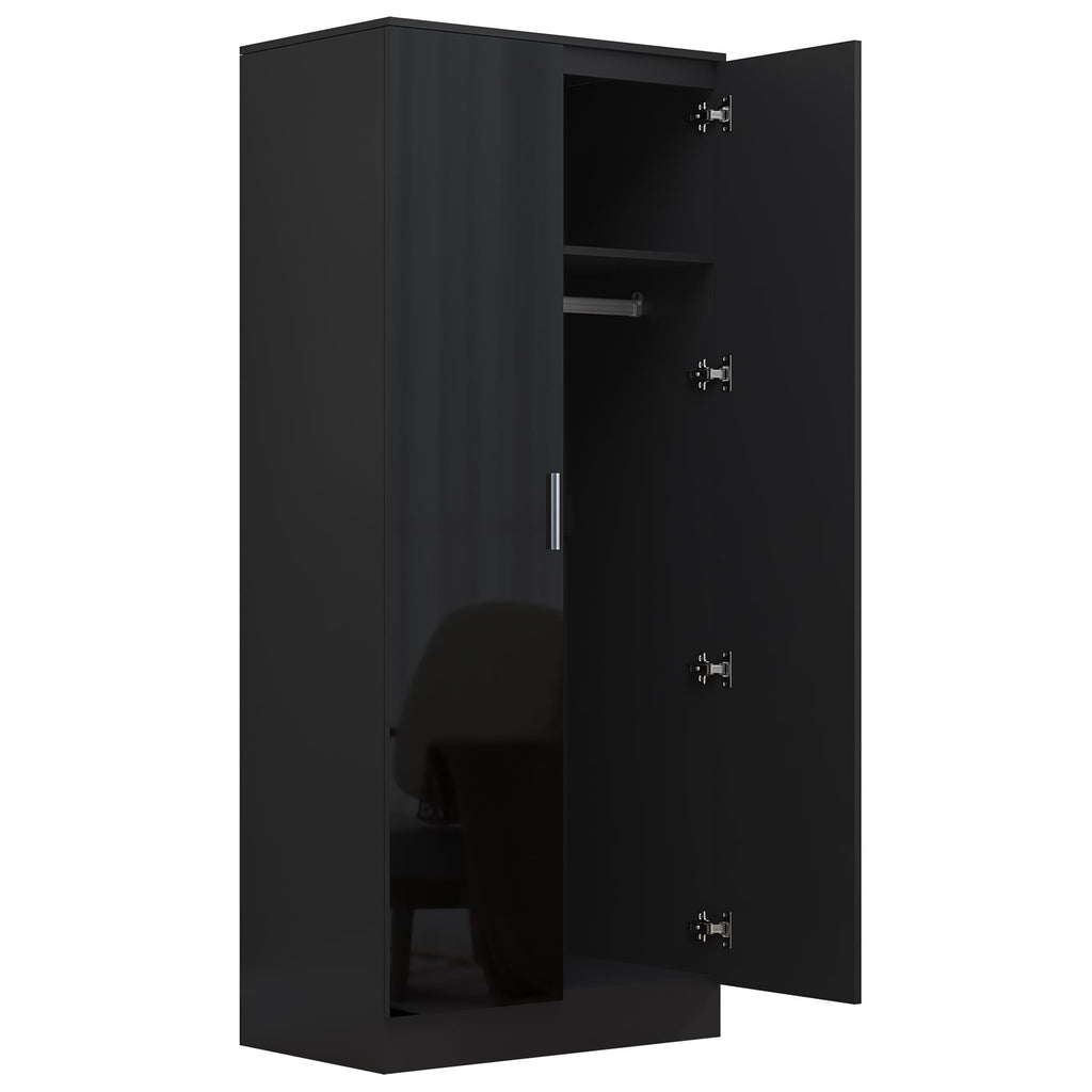 REFLECT Gloss Bedroom Furniture 2 Door Mirrored Wardrobe - 4 Colour Options