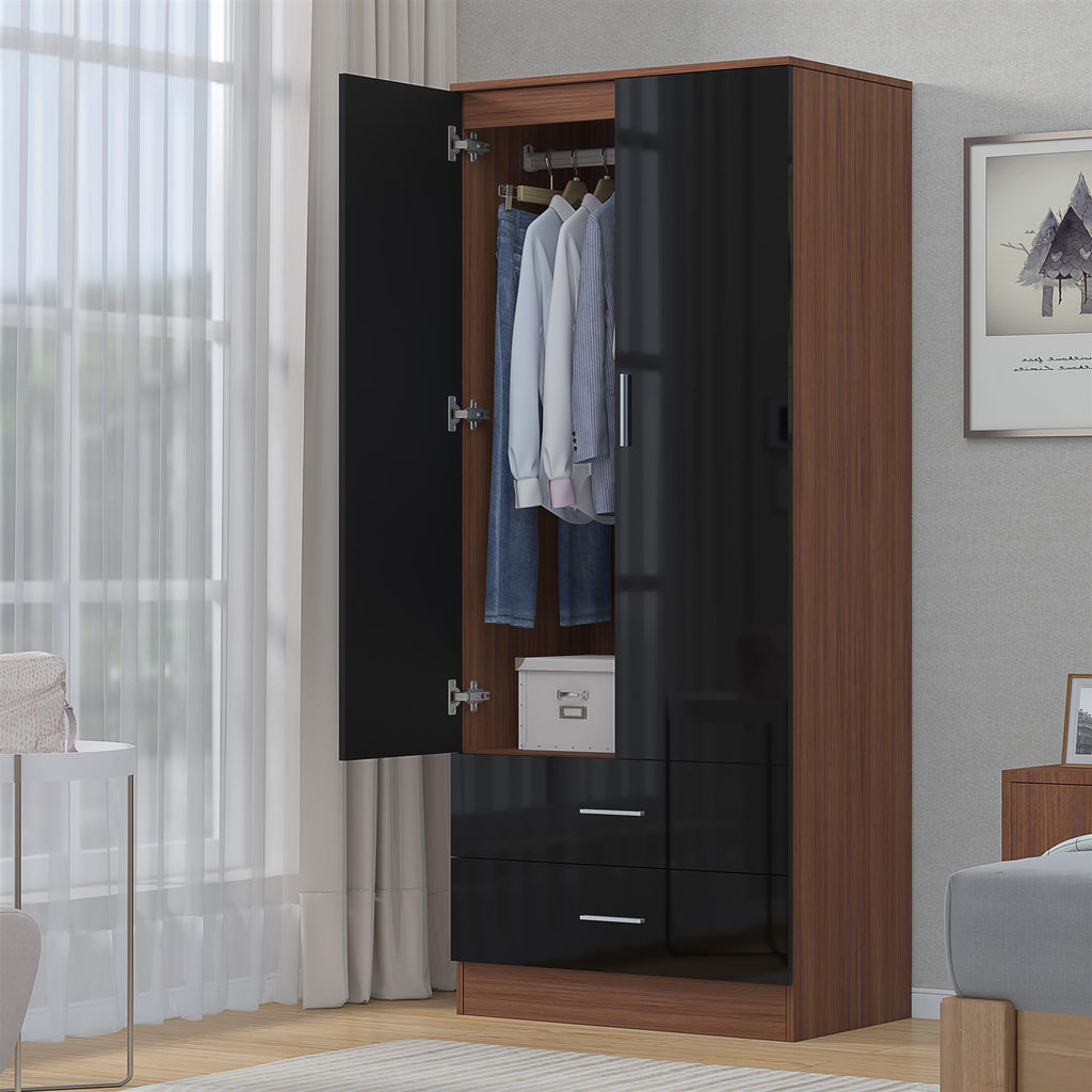 REFLECT Gloss Bedroom Furniture Wardrobe Chest Bedside Desk - 4 Colour Options