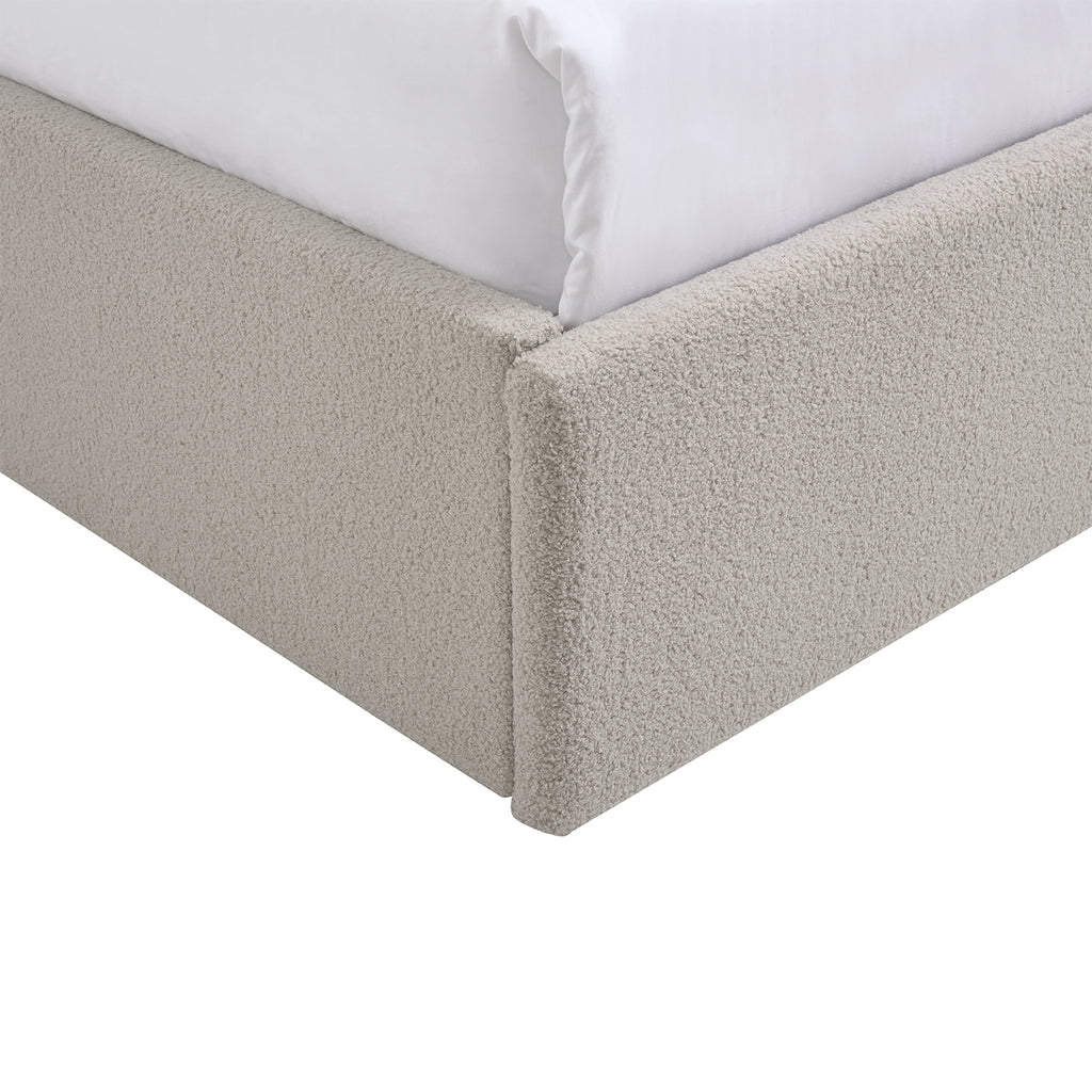 TEDDY Boucle Gas Lift Ottoman Storage Bed in Beige with 4 Size + Mattress Option
