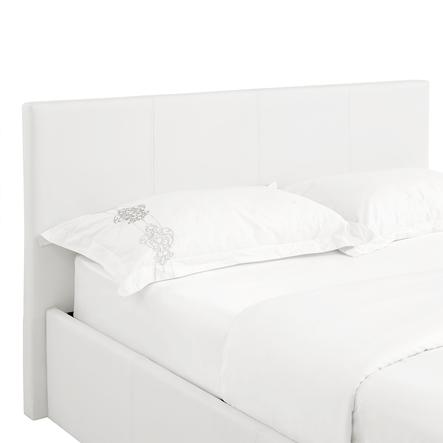 LUNA Faux Leather Ottoman Storage Bedframe in White 4 Size + Mattress Options