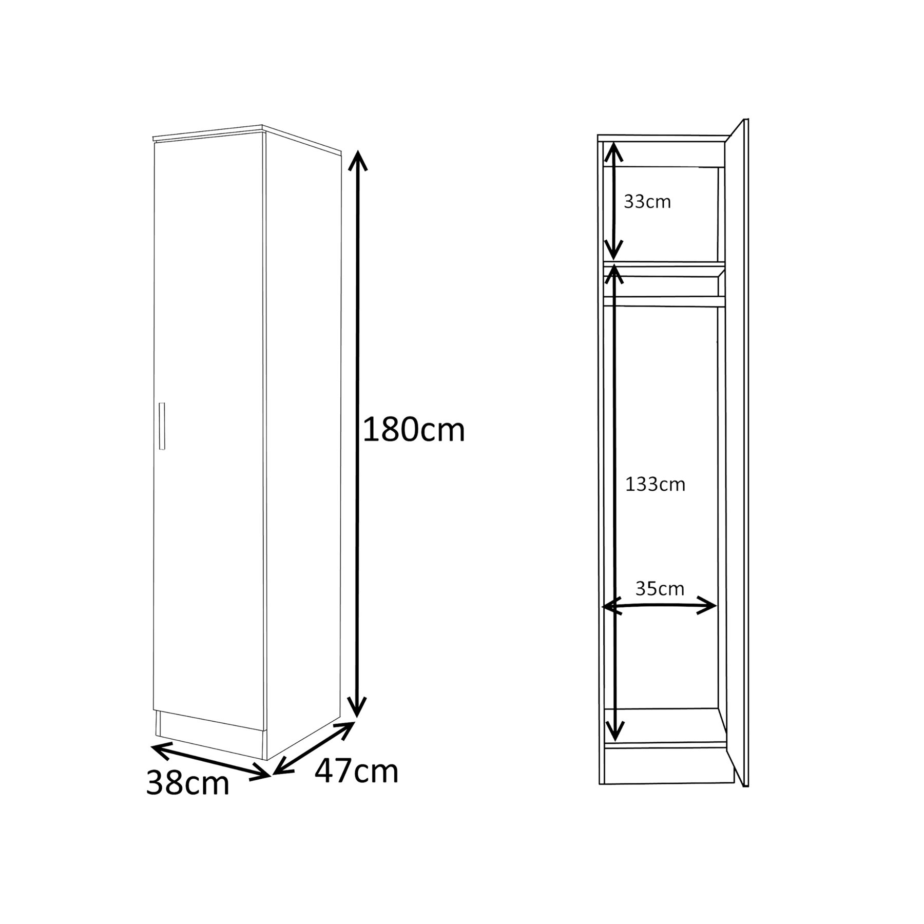 REFLECT - 1 Door Corner + 2x 1 Door Plain Wardrobe in Gloss White / Matt White