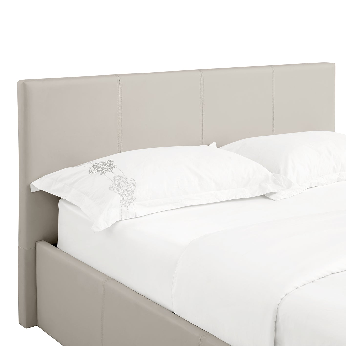 LUNA 4FT Small Double Cream Beige Ottoman Storage Bed Gas Lift - Faux Leather Fabric - L:203cm x W:138cm x H:88.5cm