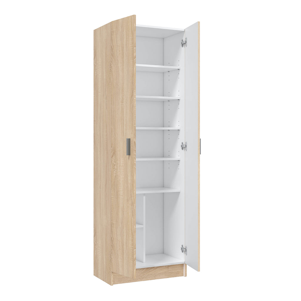 Vita Oak 2 Door Shoe & Boot Cupboard - Modular Kitchen Utility Room Cleaning Cabinet - H: 180cm x W: 59cm x D: 37cm.
