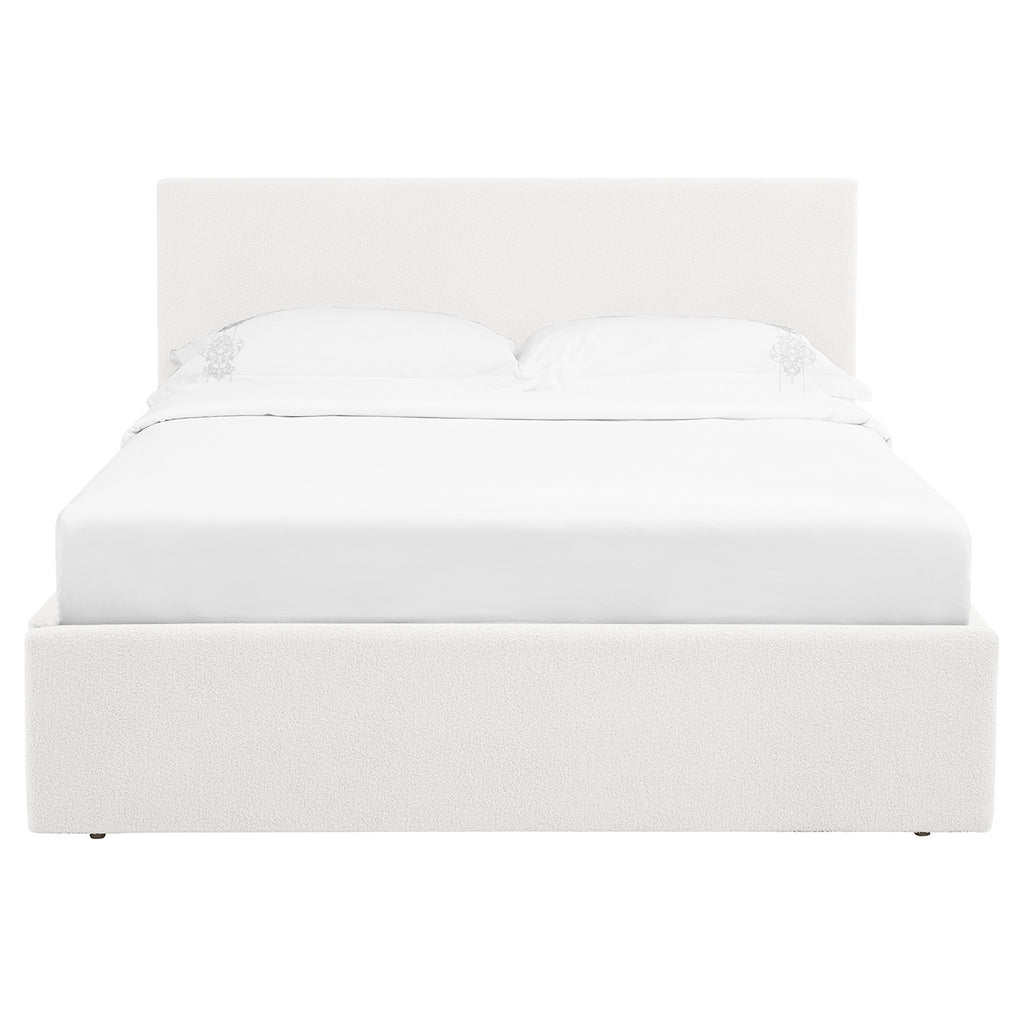 TEDDY Boucle Gas Lift Ottoman Storage Bed in White with 4 Size + Mattress Option