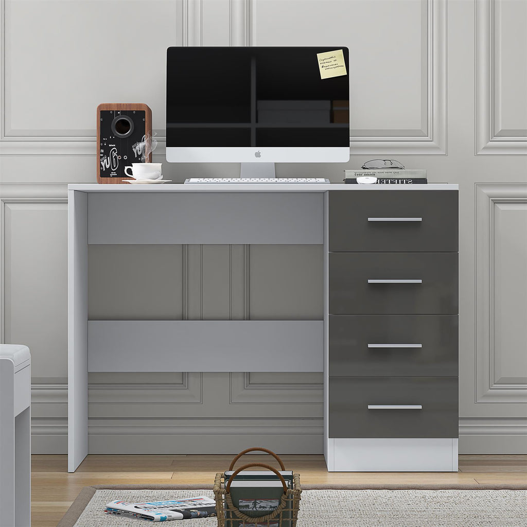 REFLECT Gloss Bedroom Furniture 4 Drawer Dressing Table Desk - 4 Colour Options