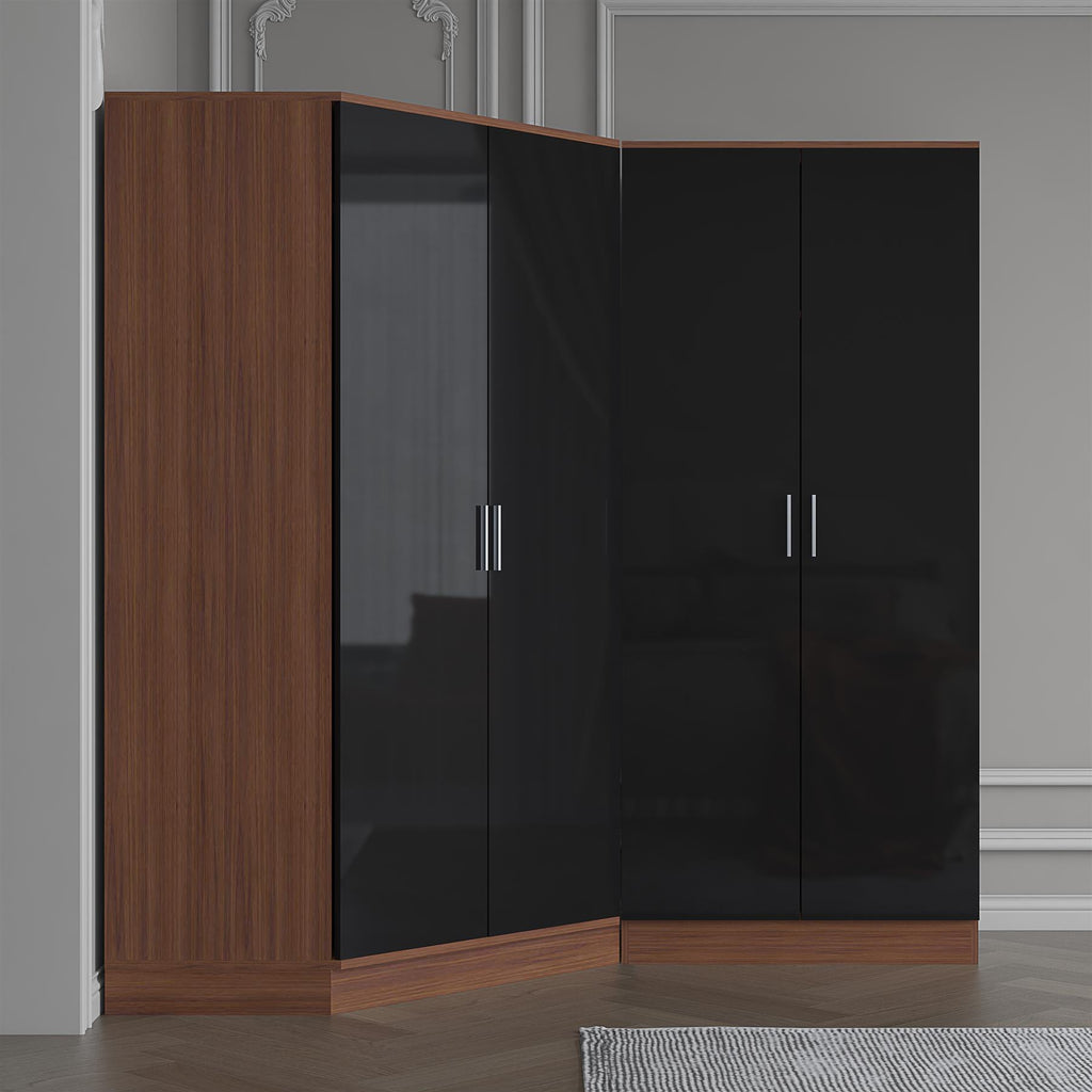 REFLECT Gloss 4 Door Wardrobe Bundle Inc 2 Door Corner + 2 Door Bedroom Set