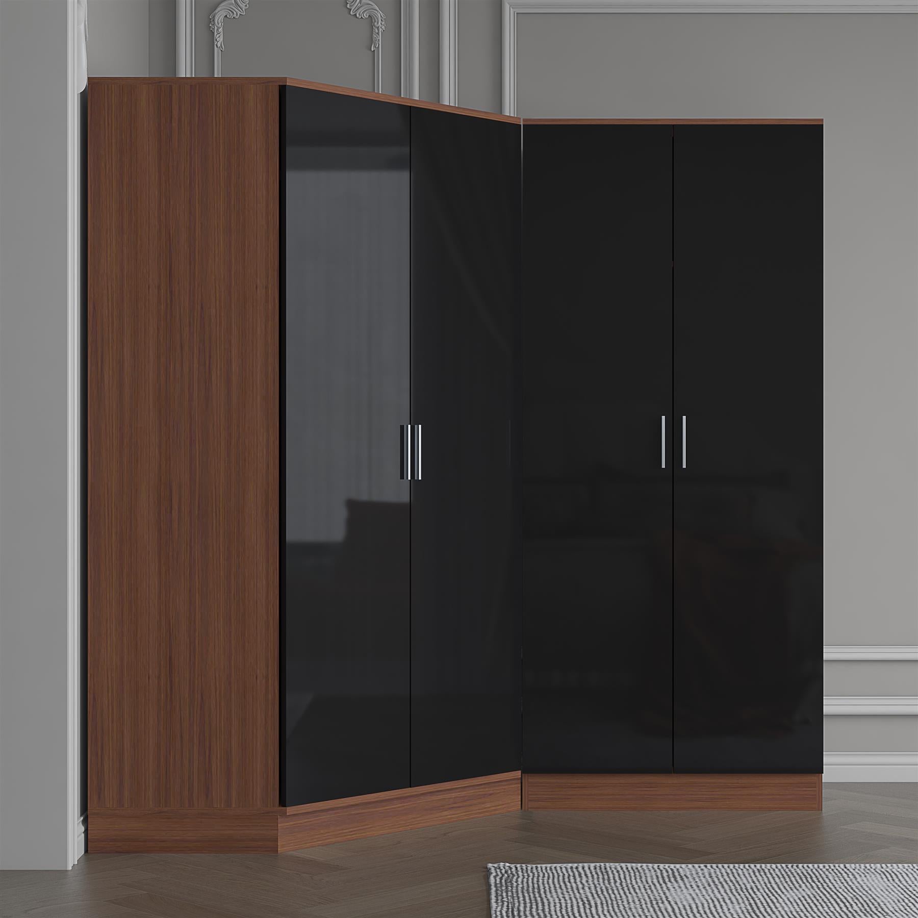 REFLECT Gloss 4 Door Wardrobe Bundle Inc 2 Door Corner + 2 Door Bedroom Set