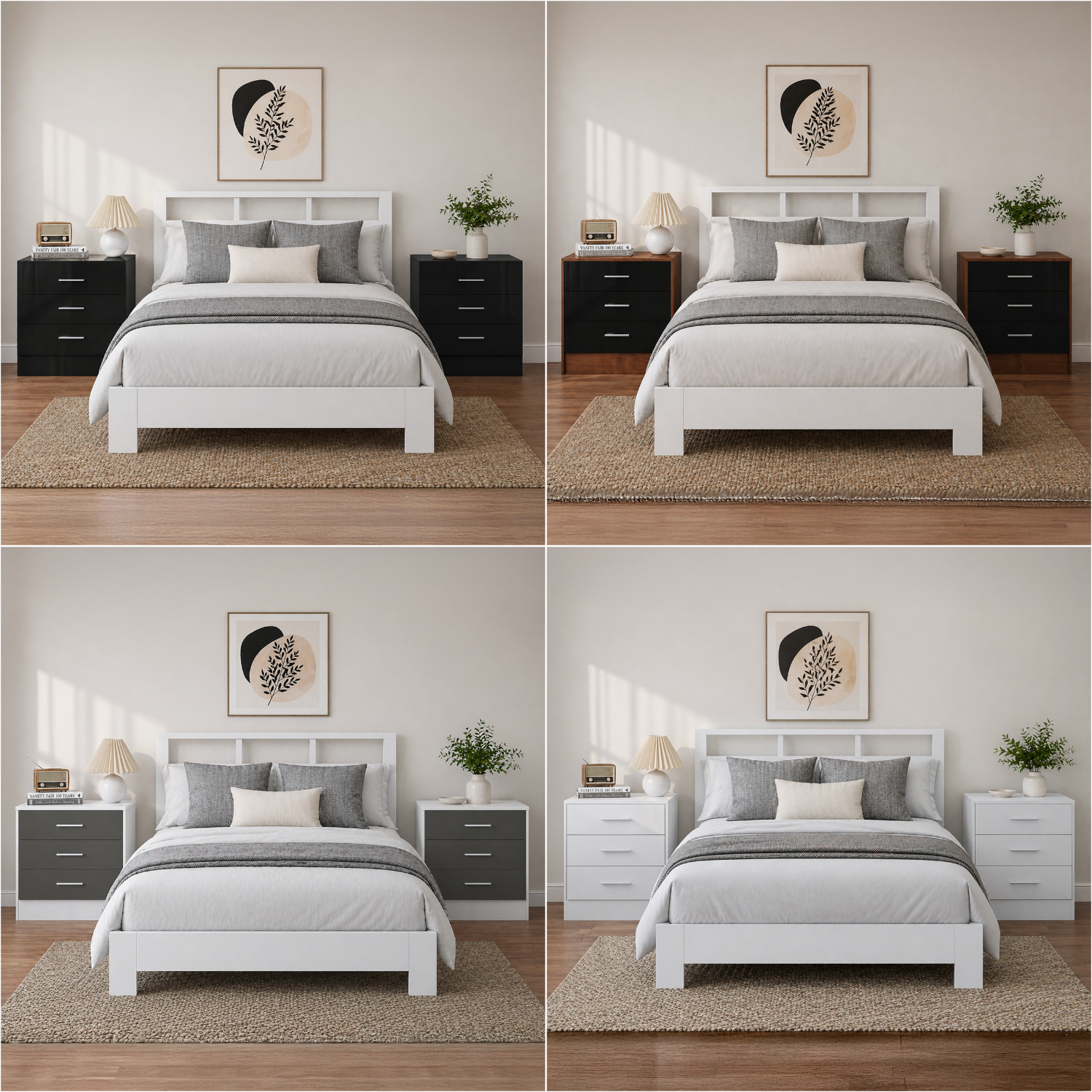 REFLECT High Gloss Pair of 3 Drawer Bedsides in 4 Colour Options