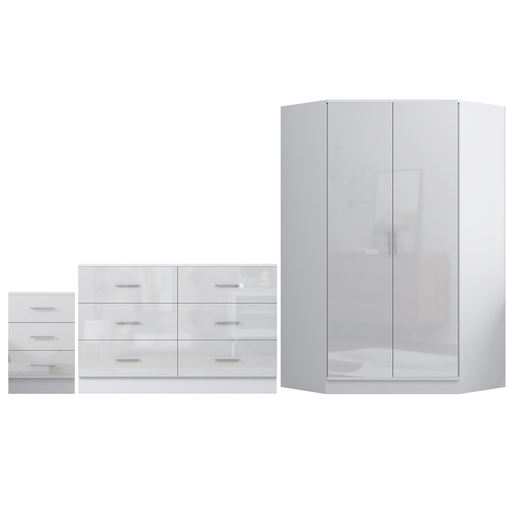 REFLECT 3pc Bedroom Set - Corner, Wide Chest, 3 Draw Bedside - 4 Colour Options