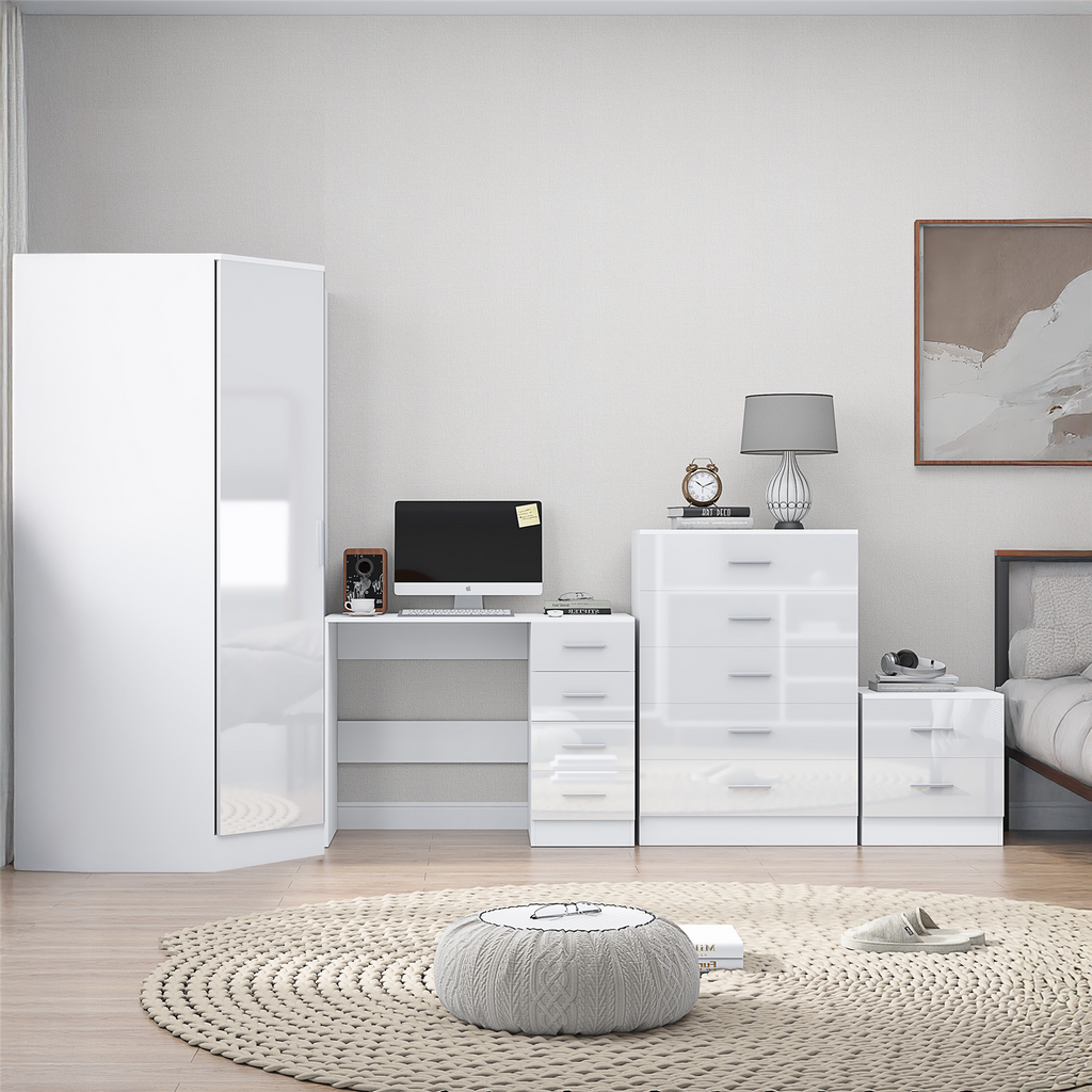 REFLECT 1dr Corner Bedroom Furniture Bundles Chest, Bedsides, Desks - 4 Colours