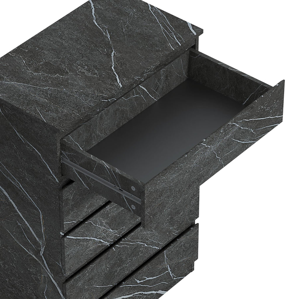 ZITA Grey Marble Effect 5 Drawer Chest - Modern Storage Unit, (L) 40cm x (W) 70cm x (H) 107cm, Stylish Bedroom Storage
