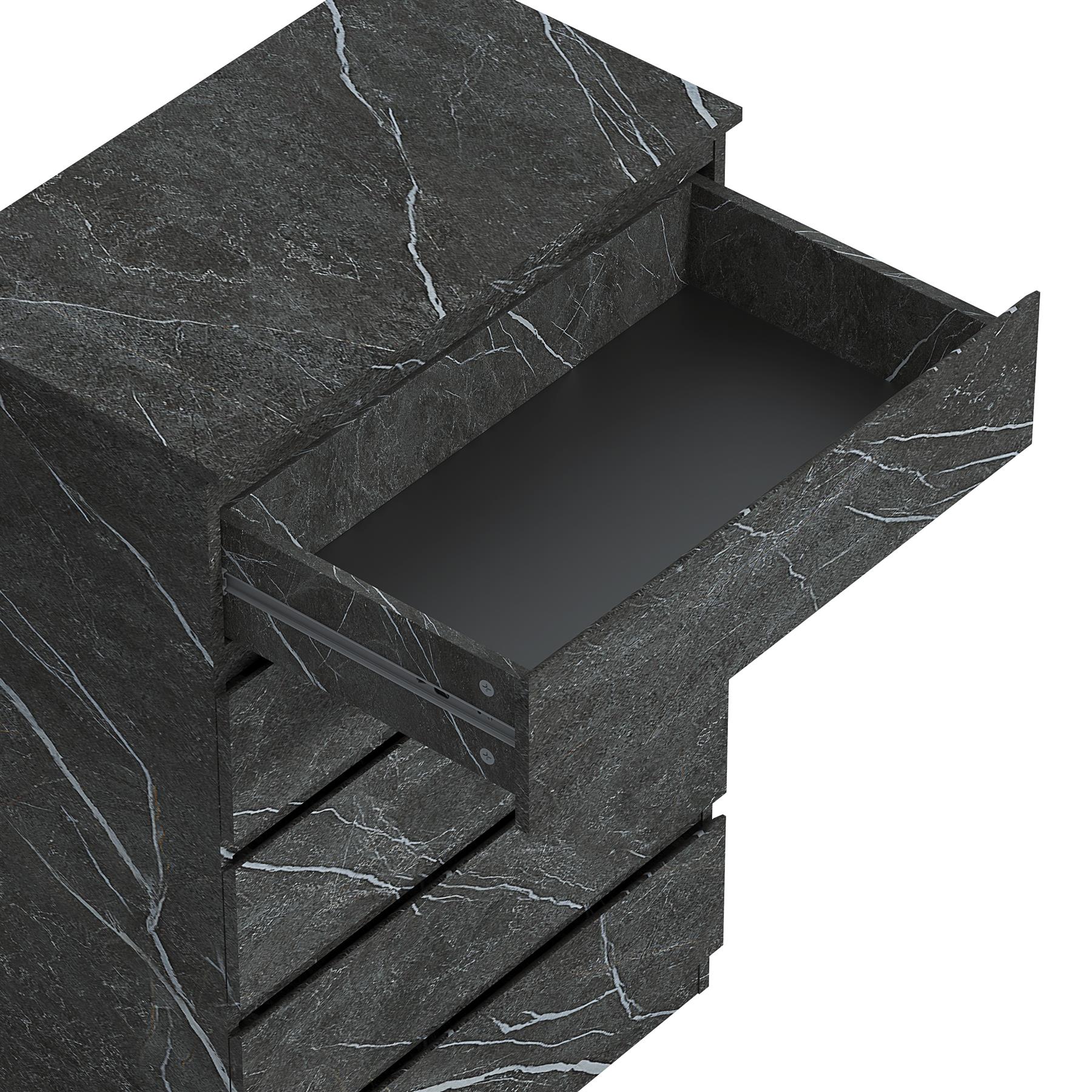 ZITA Grey Marble Effect 5 Drawer Chest - Modern Storage Unit, (L) 40cm x (W) 70cm x (H) 107cm, Stylish Bedroom Storage