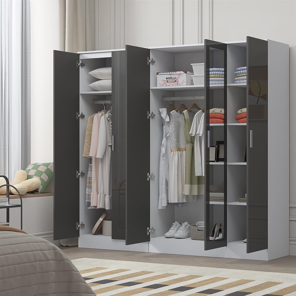 REFLECT 2pc Wardrobe Bundle - 3 Door Mirror + 2 Door Plain - 4 Colour Options