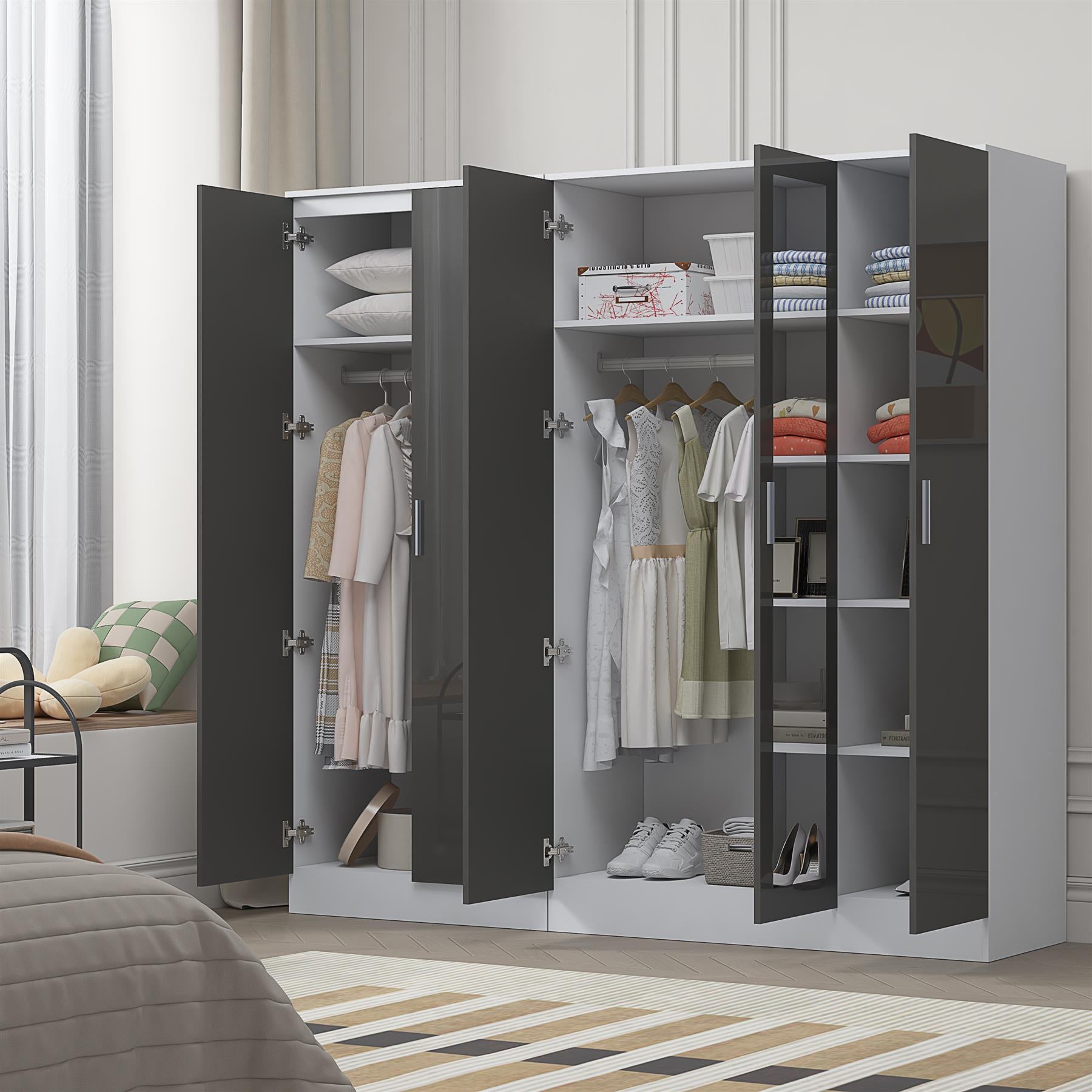 REFLECT 2pc Wardrobe Bundle - 3 Door Mirror + 2 Door Plain - 4 Colour Options