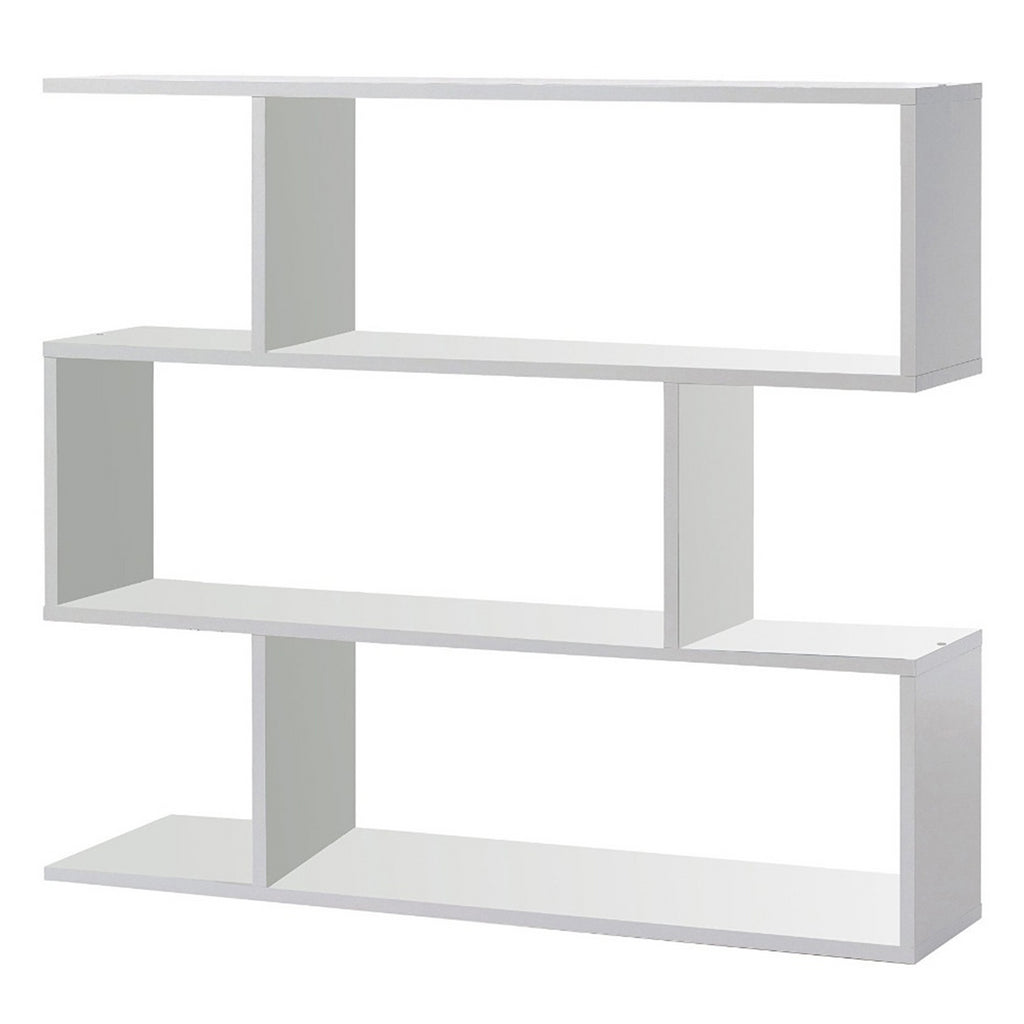 3 Tier Open Low Wide Storage Unit with Compartments, Freestanding Display Bookshelf for Living Room, Kids Playroom & Study - White.