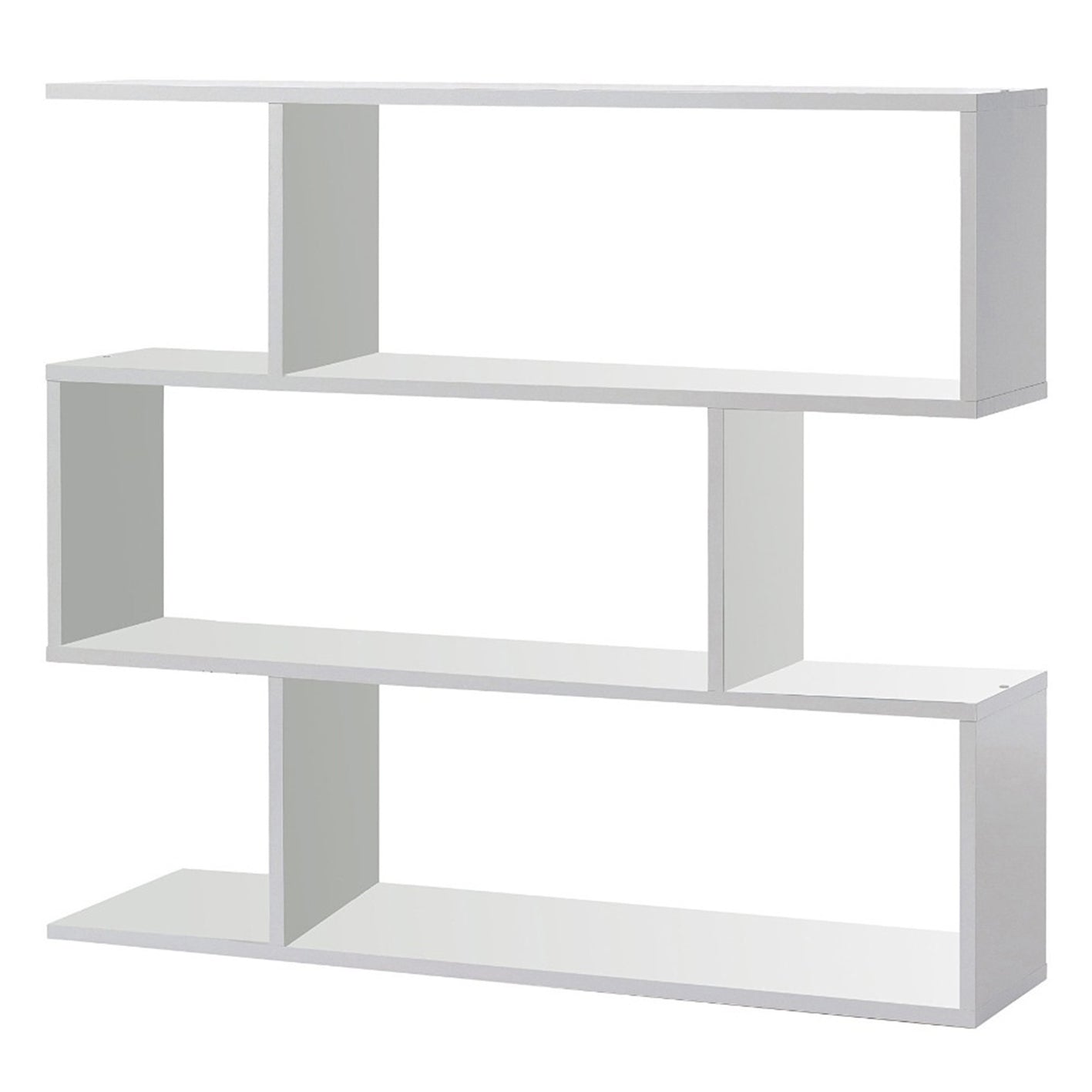 3 Tier Open Low Wide Storage Unit with Compartments, Freestanding Display Bookshelf for Living Room, Kids Playroom & Study - White.