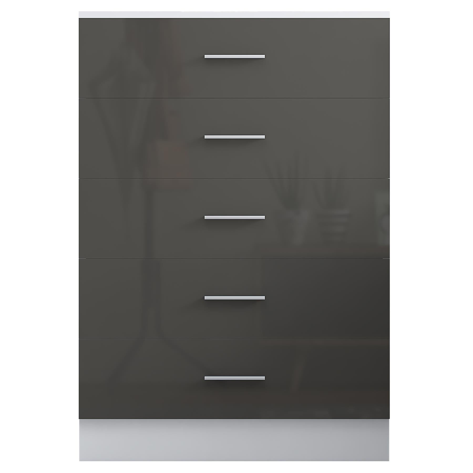 REFLECT Gloss Bedroom Furniture Tall 5 Drawer Chest of Drawers - 4 Colour Option