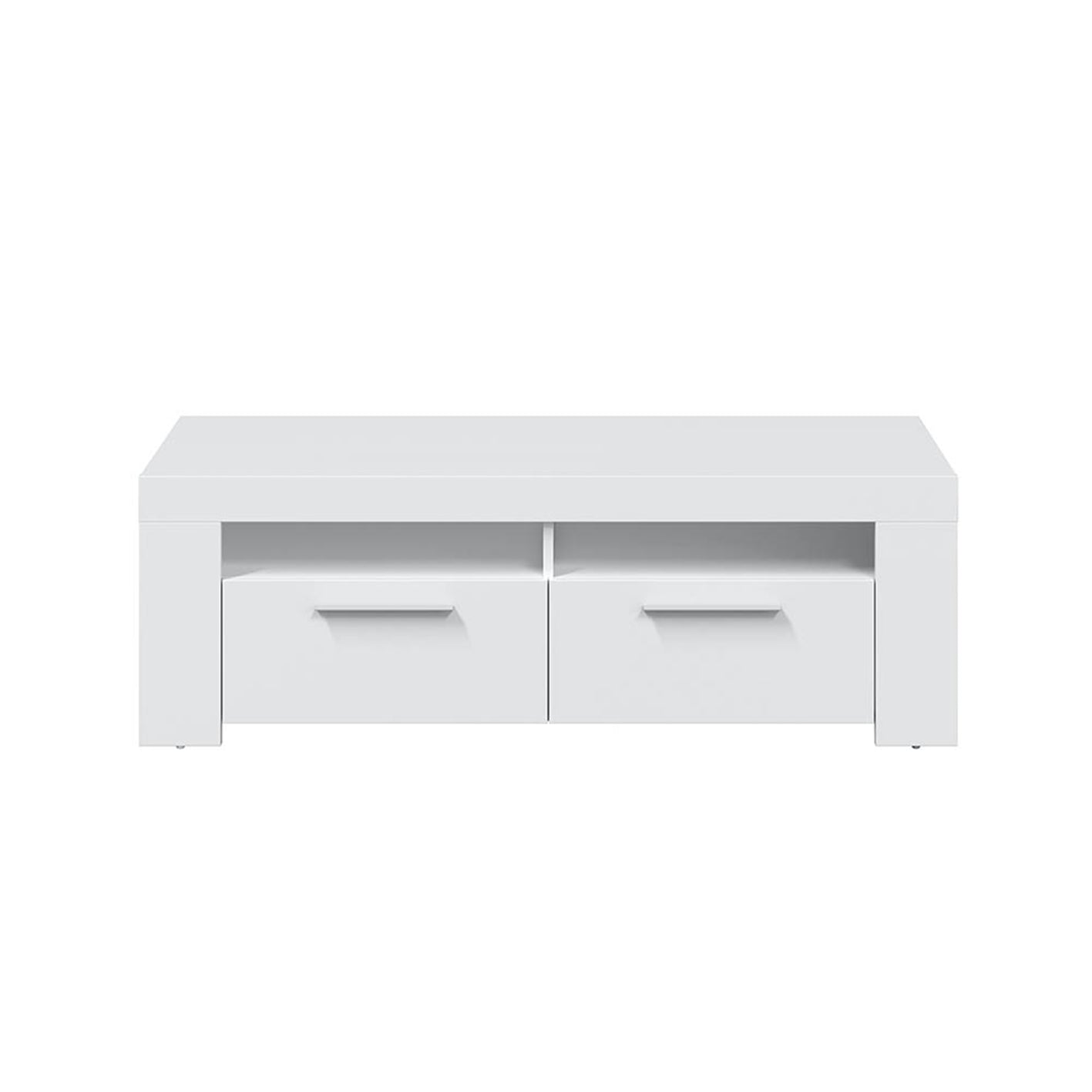 AMBIT White Dual Zone Under TV Unit - Modern Media Entertainment Cabinet - H: 43cm x W: 120cm x D: 42cm
