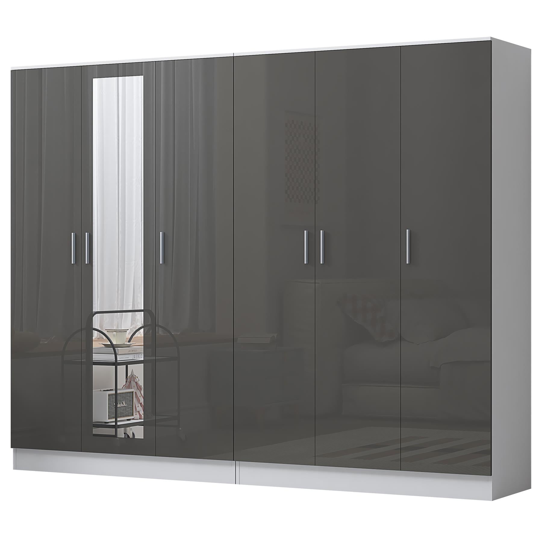 REFLECT 2pc Wardrobe Bundle - 3 Door Mirror + 3 Door Plain - 4 Colour Options