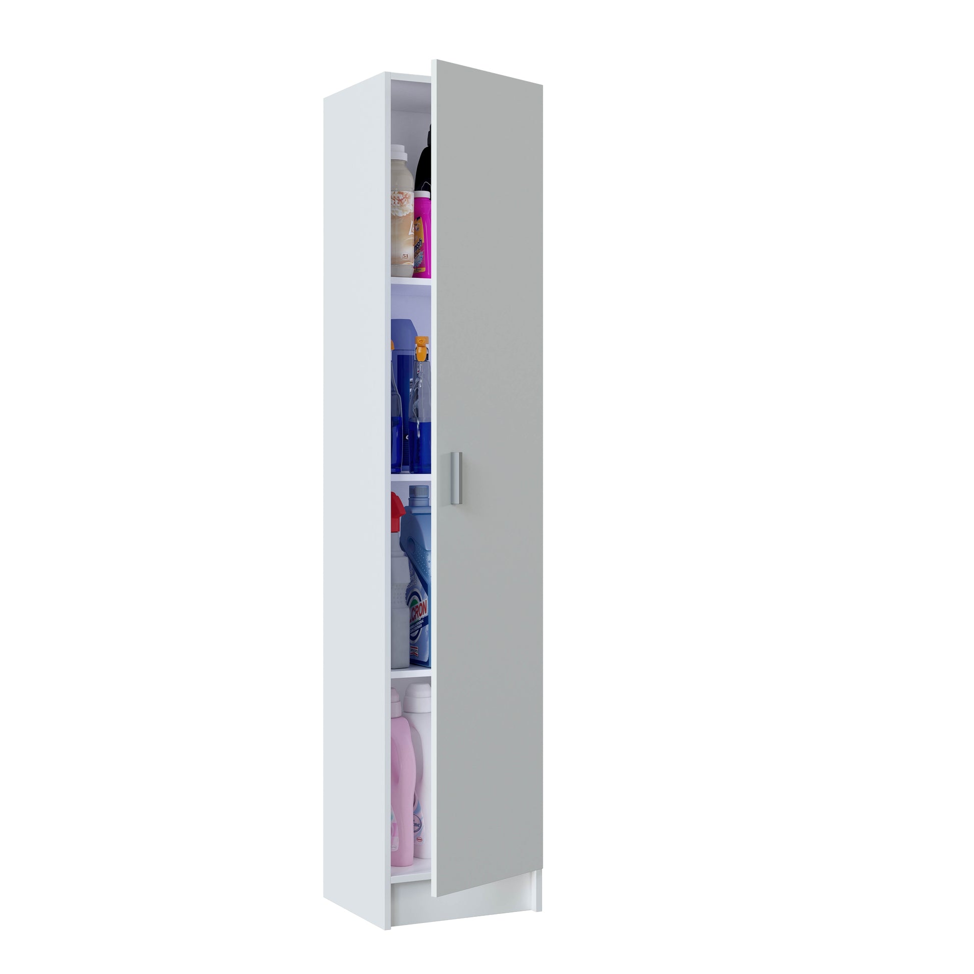 VITA 1 Door Utility Storage Cupboard (3 Shelves) - White