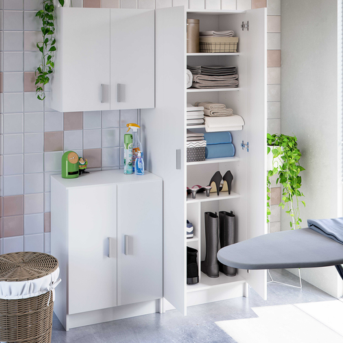 VITA Multi Use Freestanding & Wall Hung Cupboard Set - White