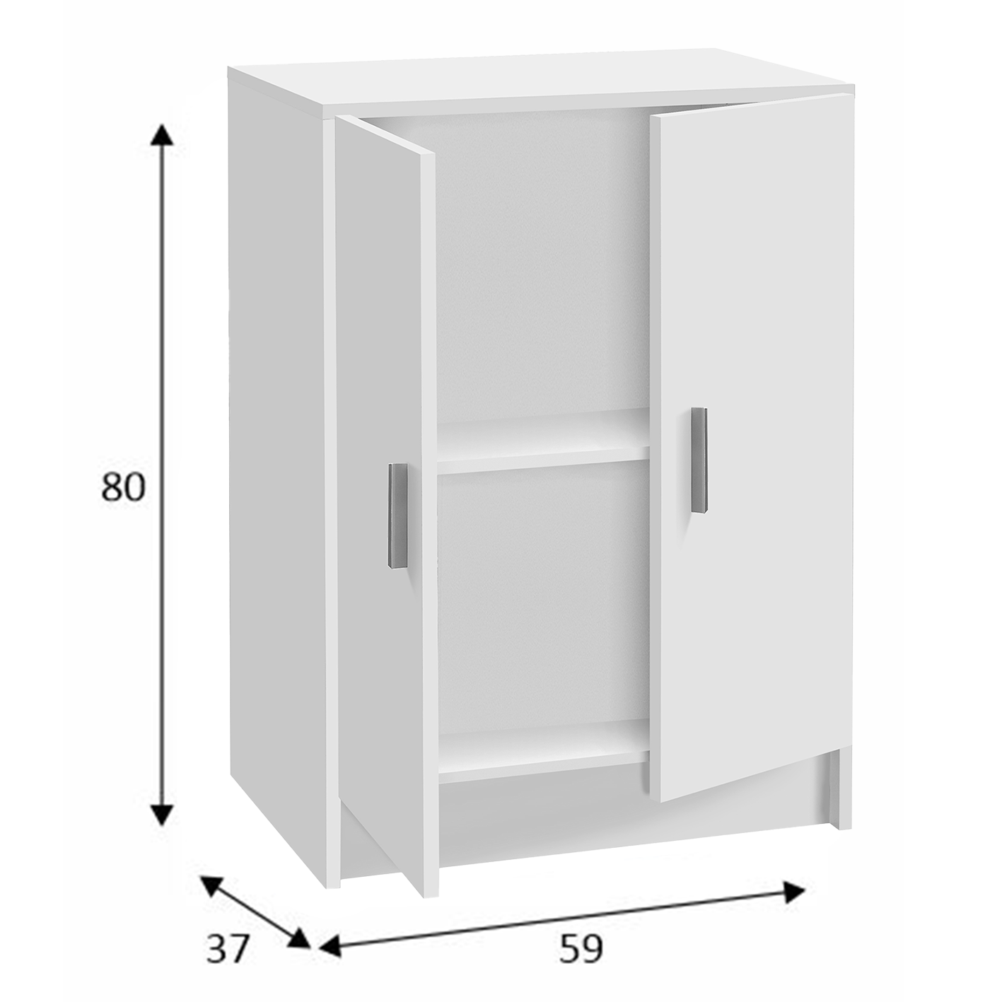 VITA 2 Door Utility Freestanding Cupboard - White