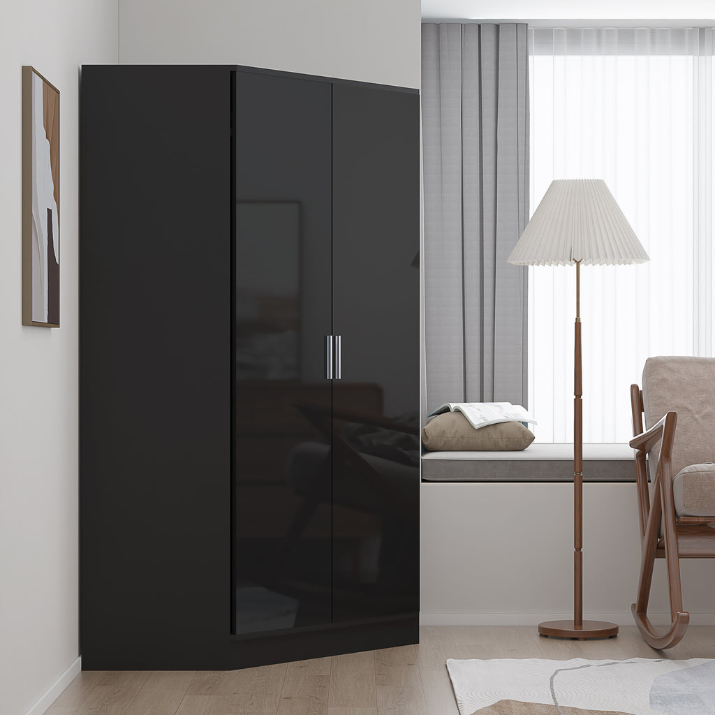 2 Door Corner Wardrobe - 4 Colours REFLECT