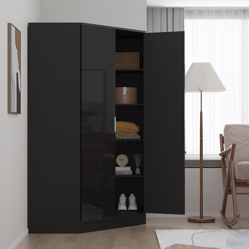 2 Door Corner Wardrobe - 4 Colours REFLECT