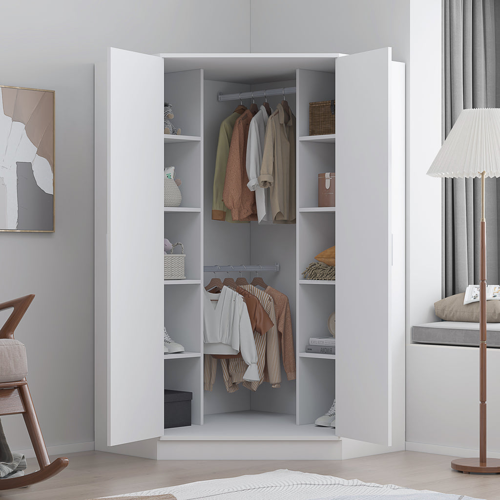 2 Door Corner Wardrobe - 4 Colours REFLECT