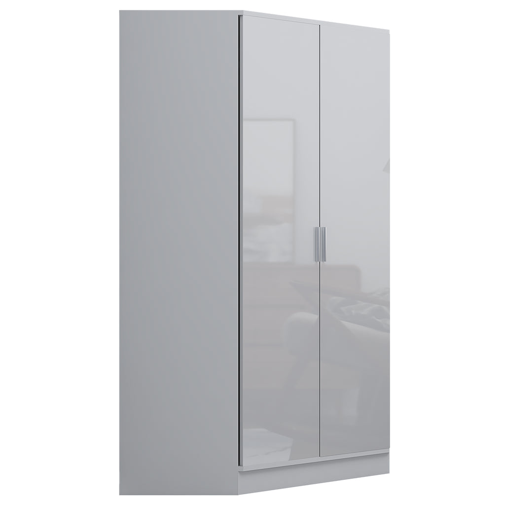 2 Door Corner Wardrobe - White Gloss/Matt White REFLECT