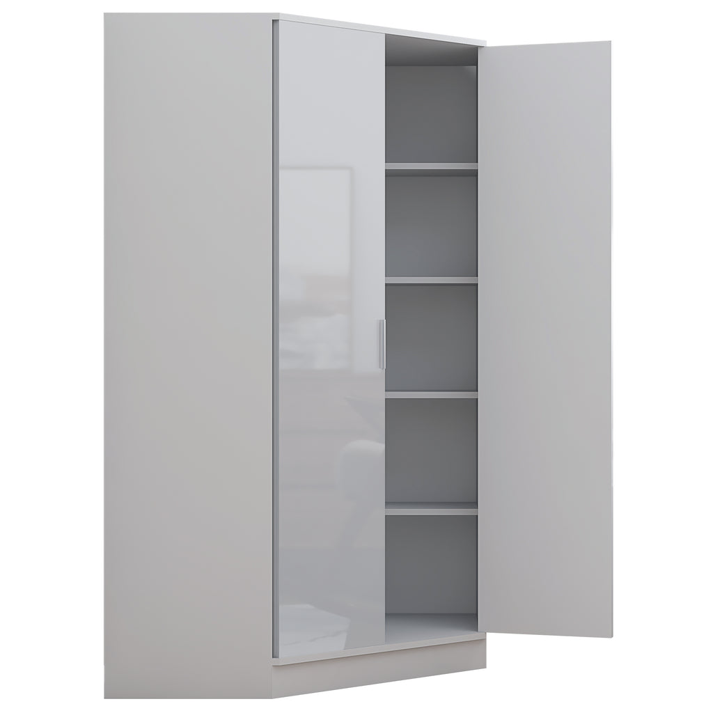 2 Door Corner Wardrobe - White Gloss/Matt White REFLECT