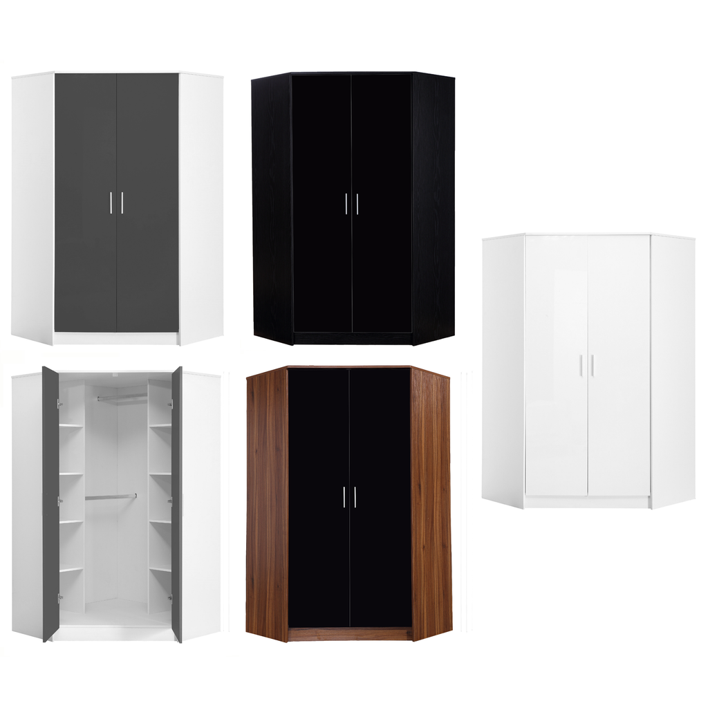 2 Door Corner Wardrobe - 4 Colours REFLECT