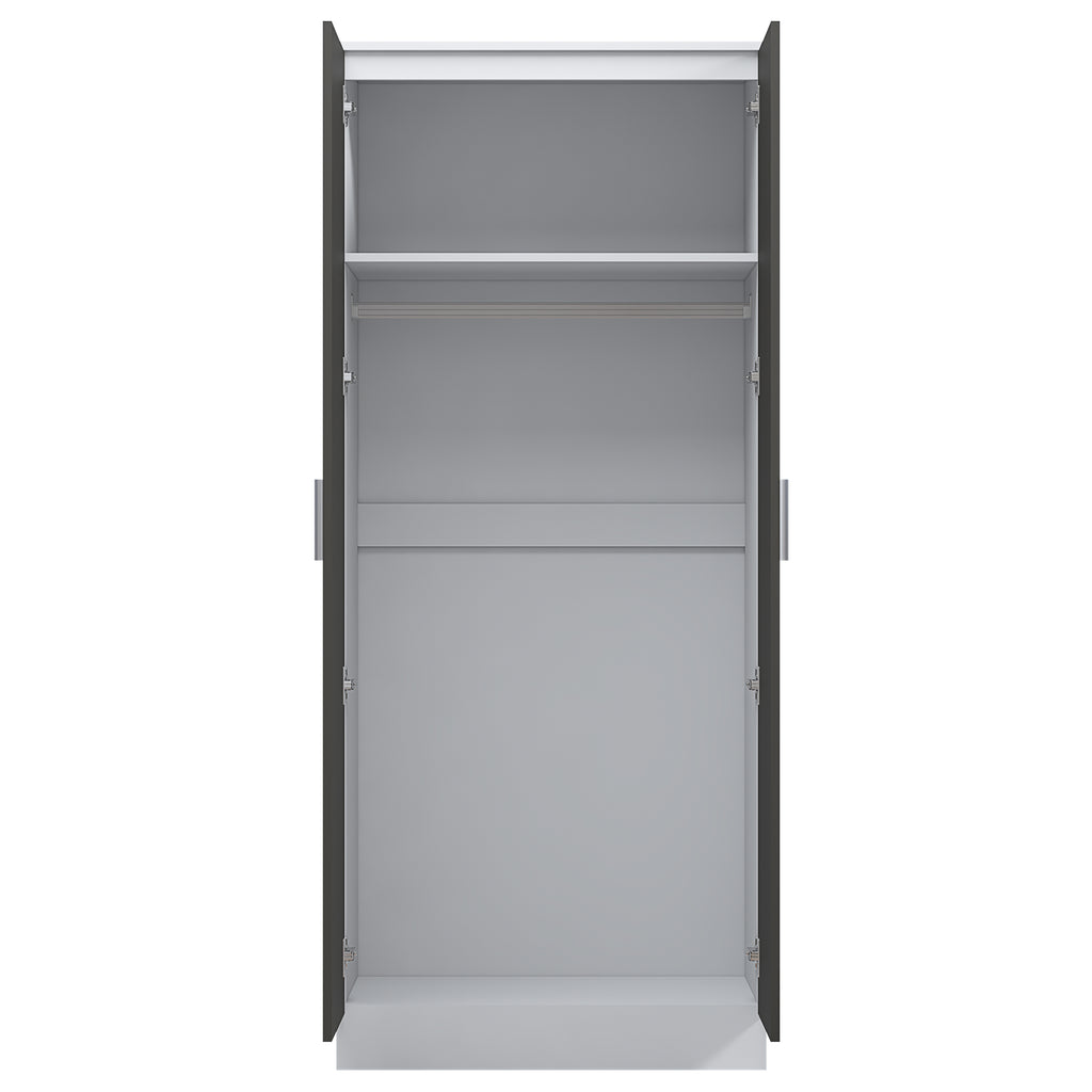 2 Door Mirrored Wardrobe - Grey Gloss/Matt White REFLECT