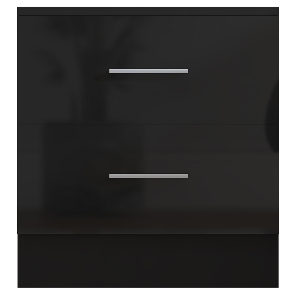 2 Drawer Bedside - Black Gloss/Black Oak REFLECT