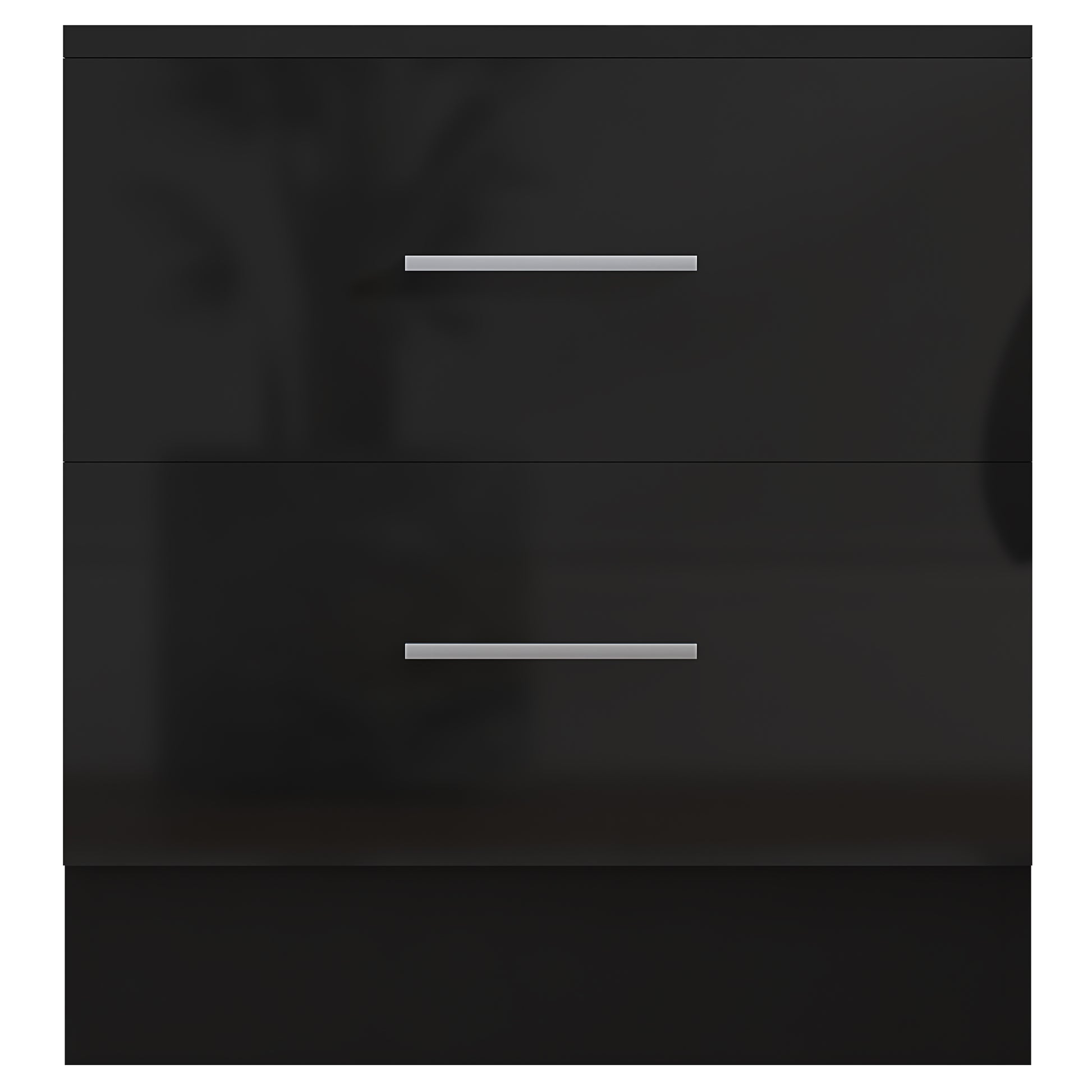 2 Drawer Bedside - Black Gloss/Black Oak REFLECT