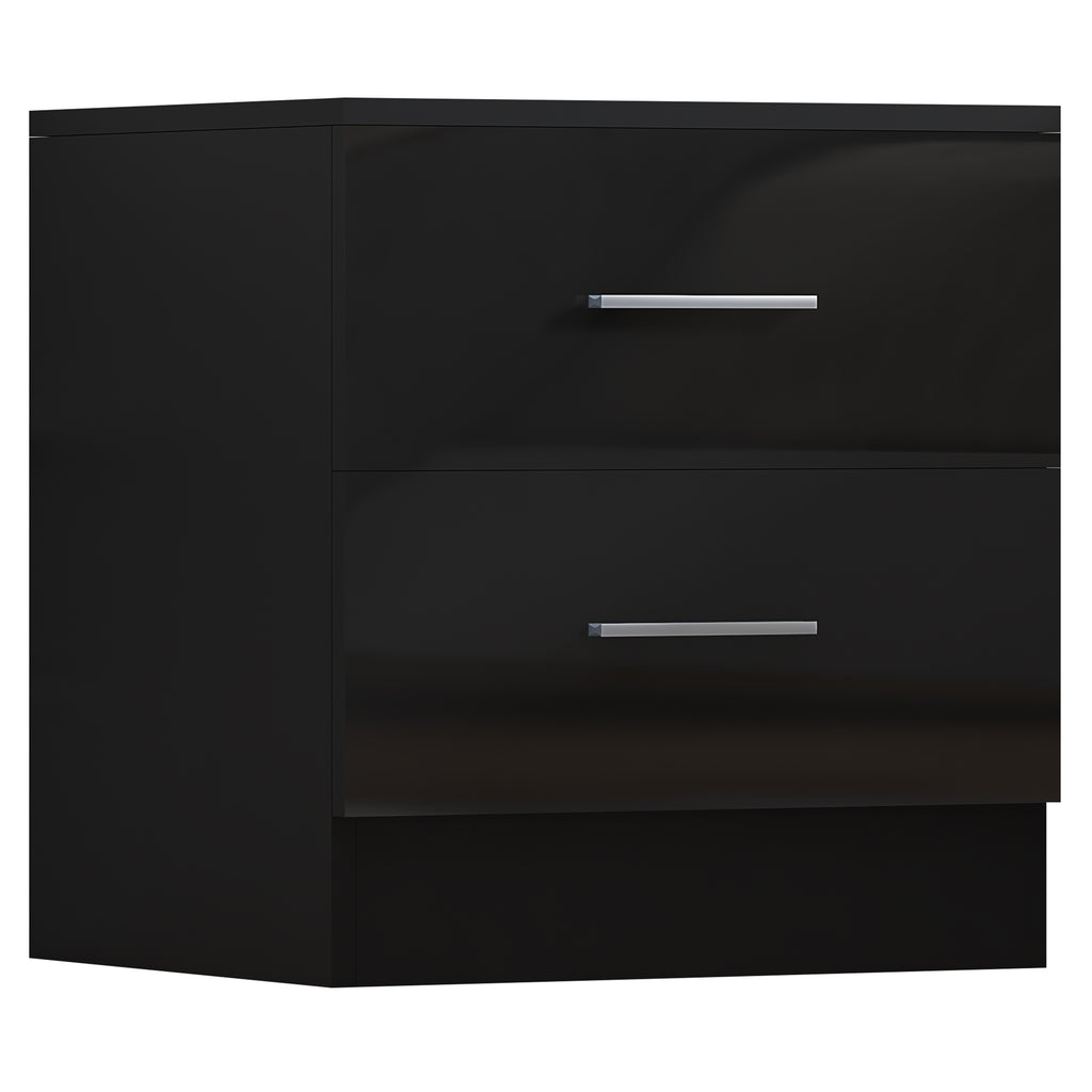 2 Drawer Bedside - Black Gloss/Black Oak REFLECT