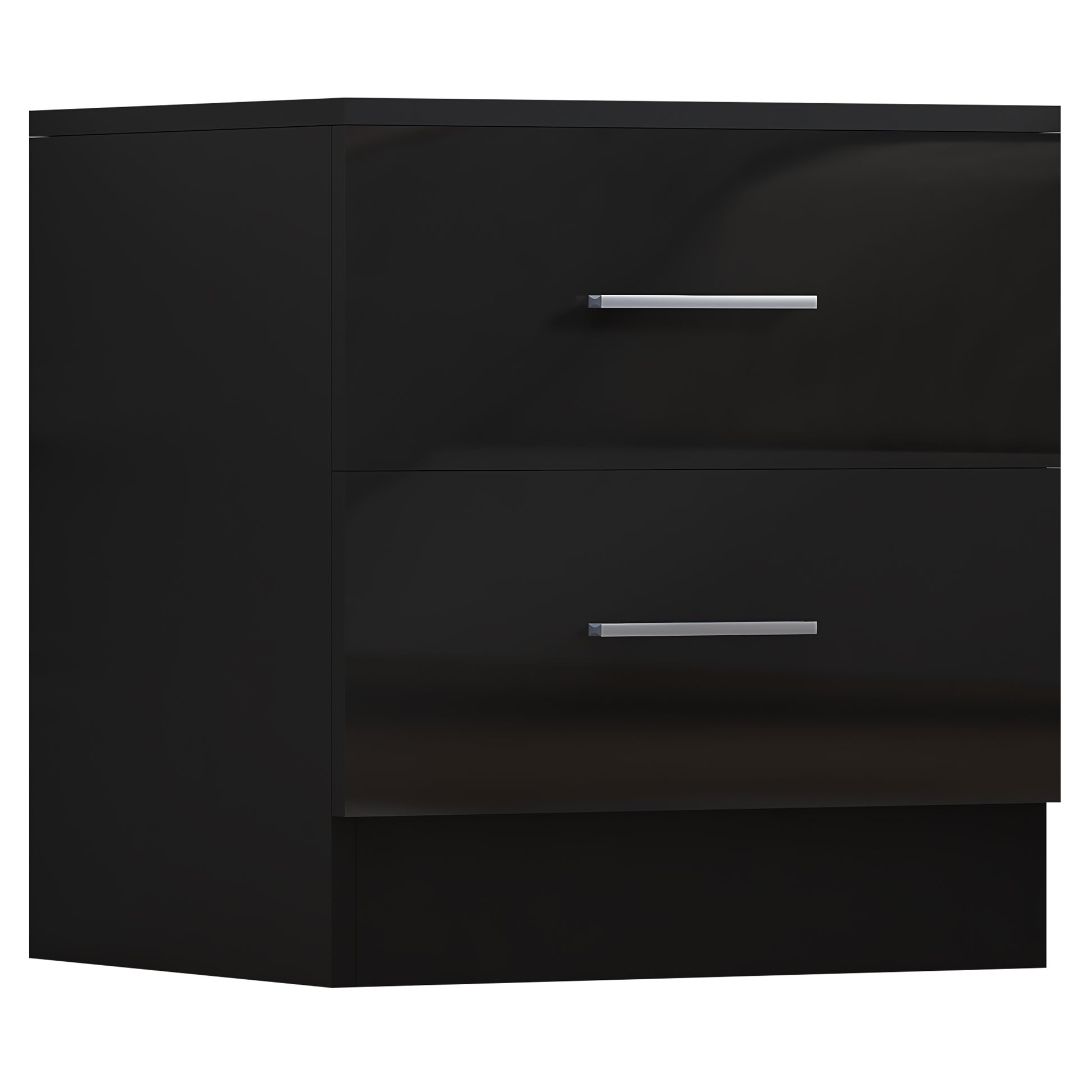 2 Drawer Bedside - Black Gloss/Black Oak REFLECT